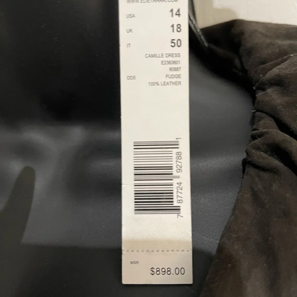 Genuine leather dress - Brown suede collar with belt NEW - Picture 3 of 8